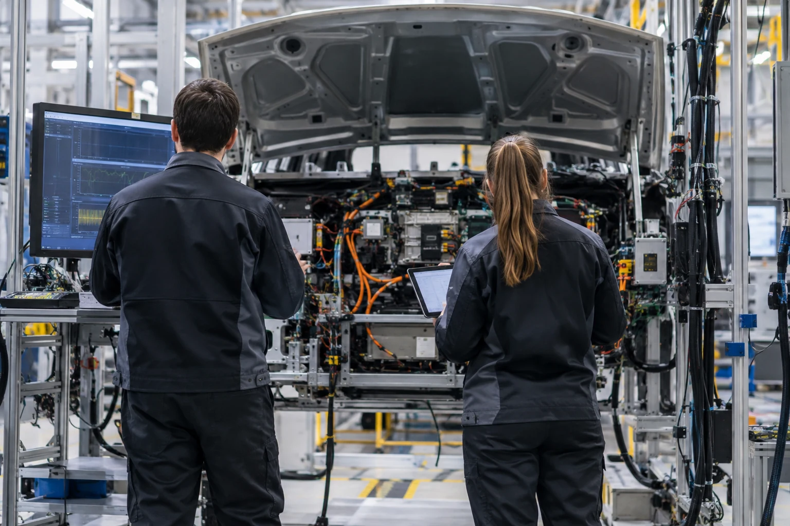 Equipo de profesionales trabajando en una instalación industrial